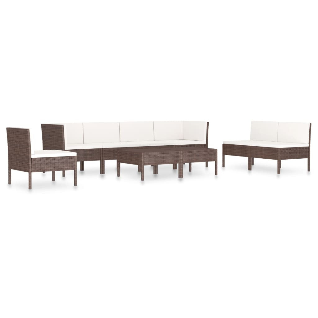 Garden Furniture Set Brown Poly Rattan 9-piece set Modular