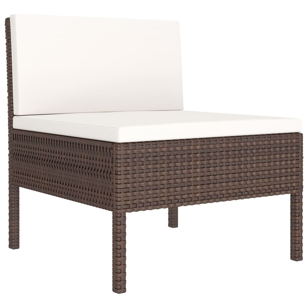 Garden Furniture Set Brown Poly Rattan 9-piece set Modular