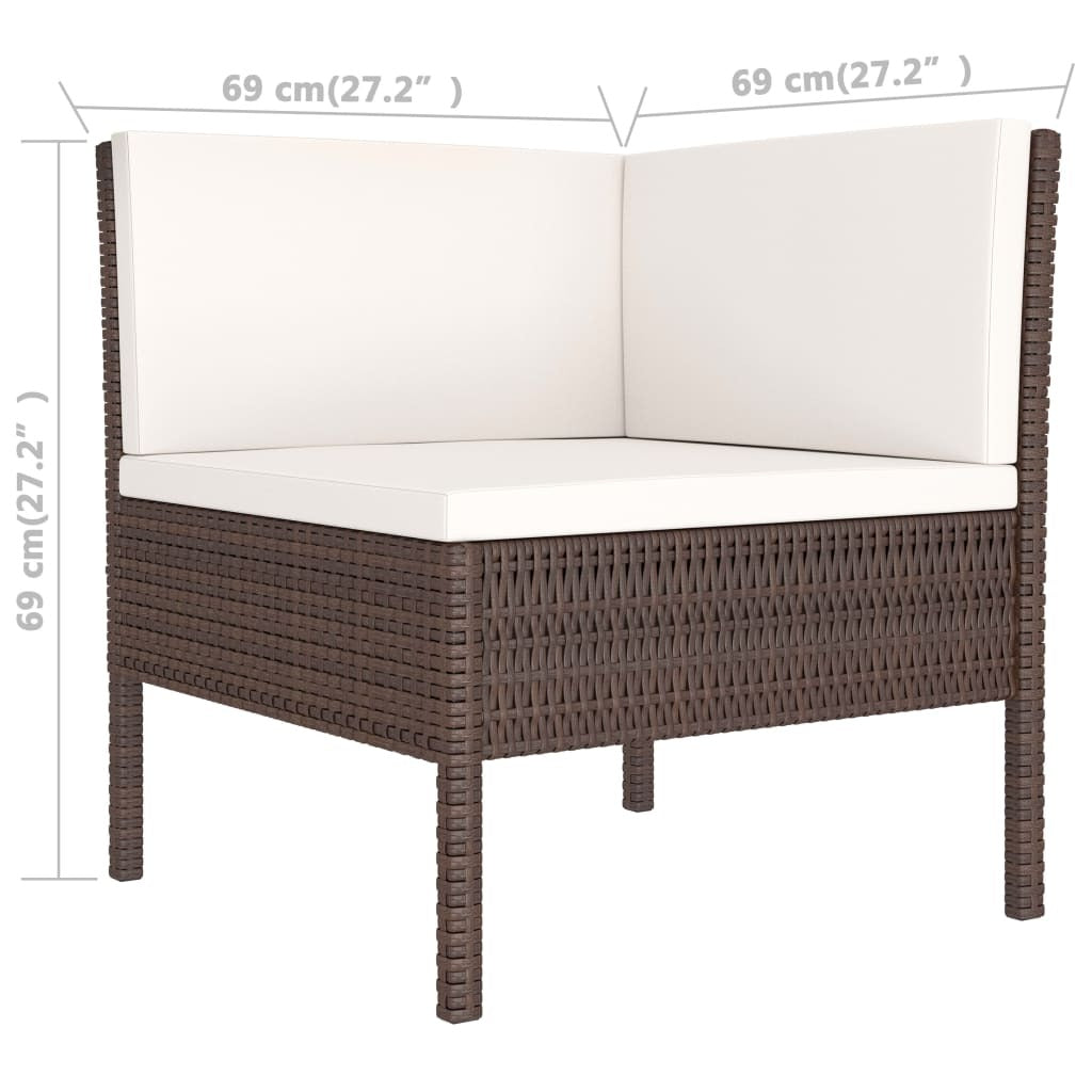 Garden Furniture Set Brown Poly Rattan 9-piece set Modular