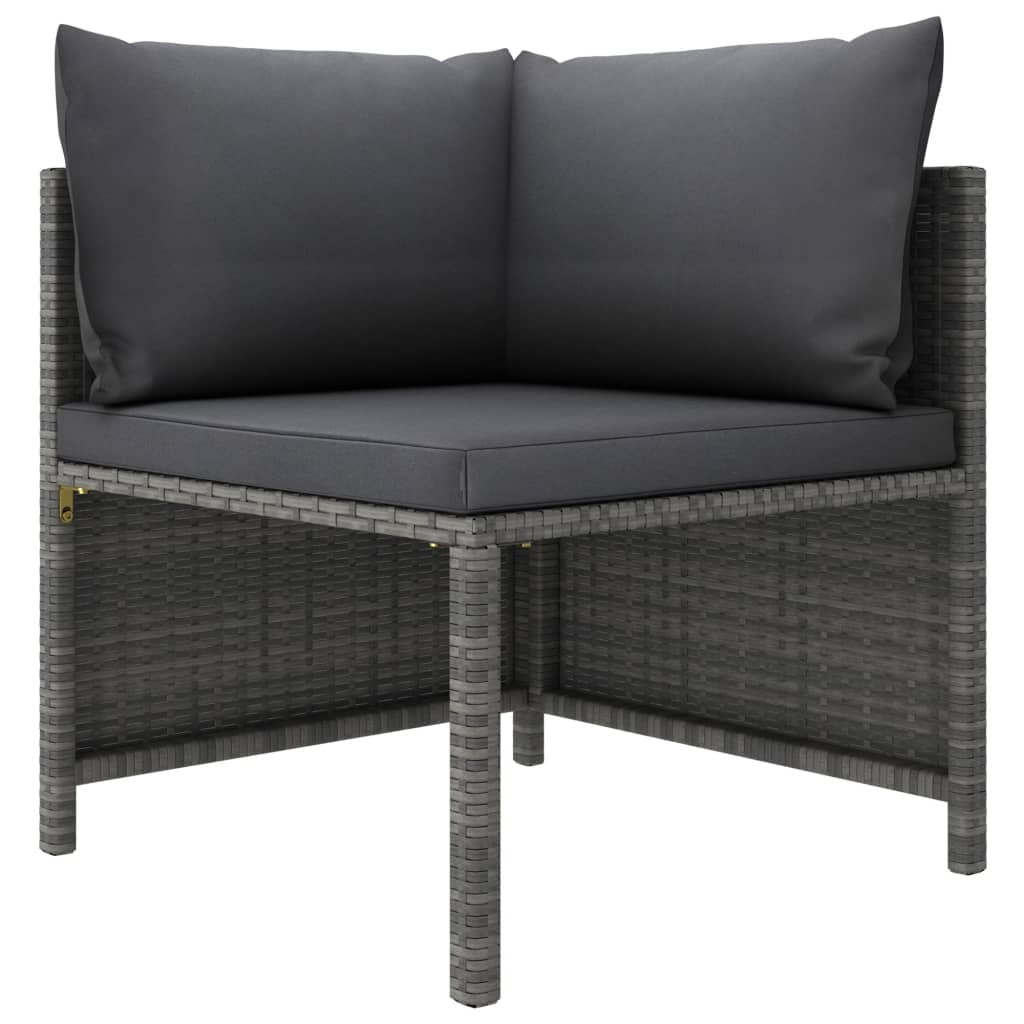 Garden Lounge Set Grey PE Rattan 9 Piece Set Modular