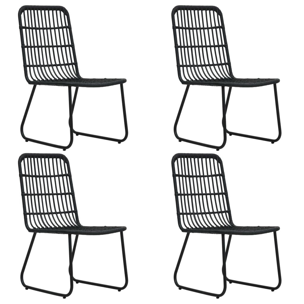 Dining Set Black Poly rattan 5-piece Stackable Dining Set