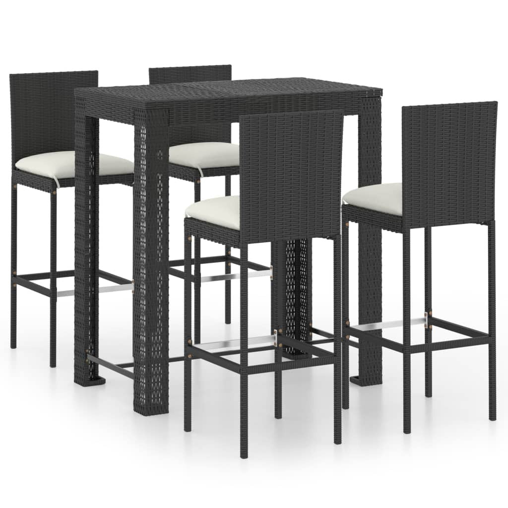 Garden Bar Set Black PE rattan, powder-coated steel Standard