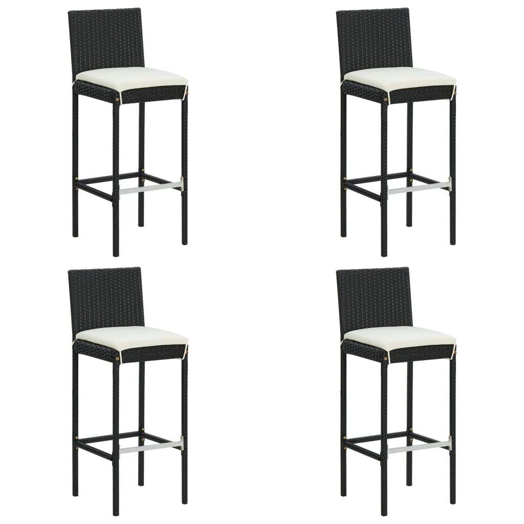 Garden Bar Set Black PE rattan, powder-coated steel Standard