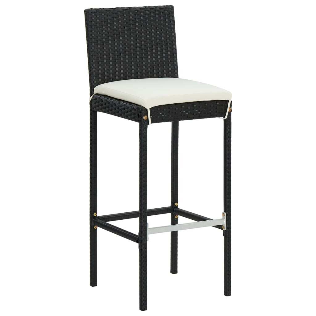 Garden Bar Set Black PE rattan, powder-coated steel Standard