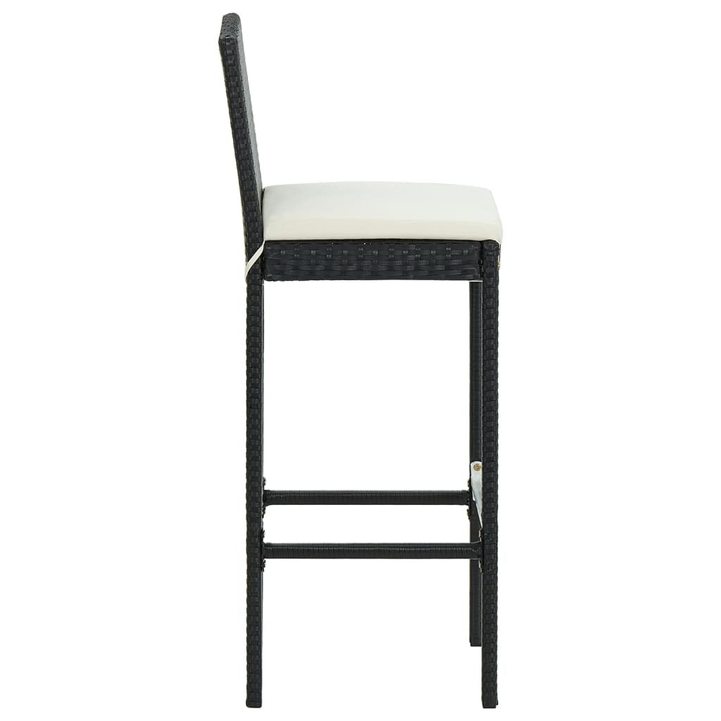 Garden Bar Set Black PE rattan, powder-coated steel Standard