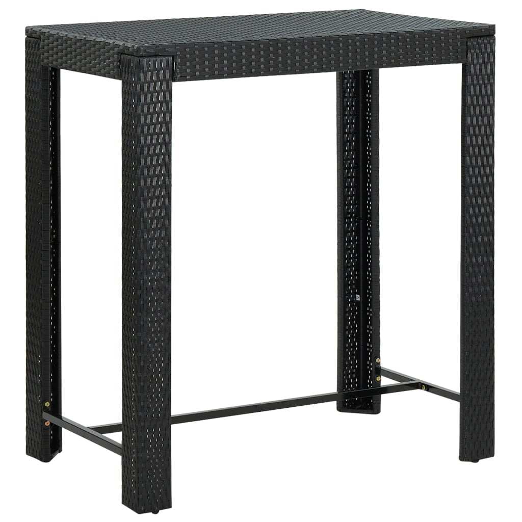 Garden Bar Set Black PE rattan, powder-coated steel Standard