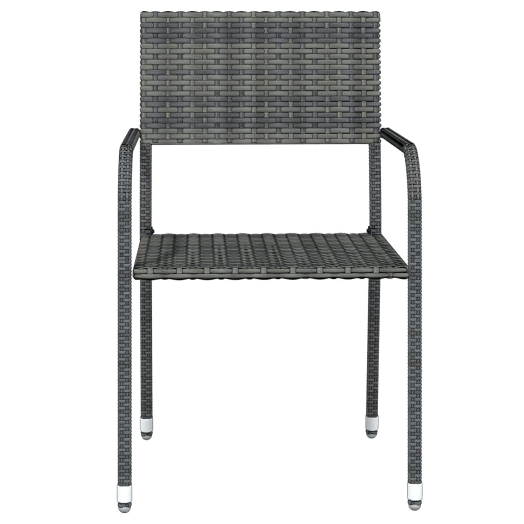 Garden Dining Set Grey, Black PE rattan, Steel, Glass 5 Piece Set