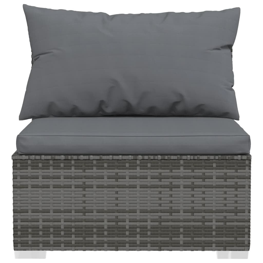 Garden Lounge Set Grey PE rattan, powder-coated steel, plastic, glass