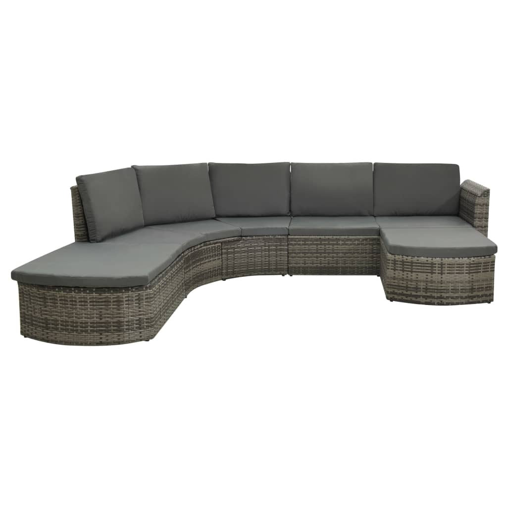 Patio Sofa Set of 4 Gray PE rattan Large Waterproof materials