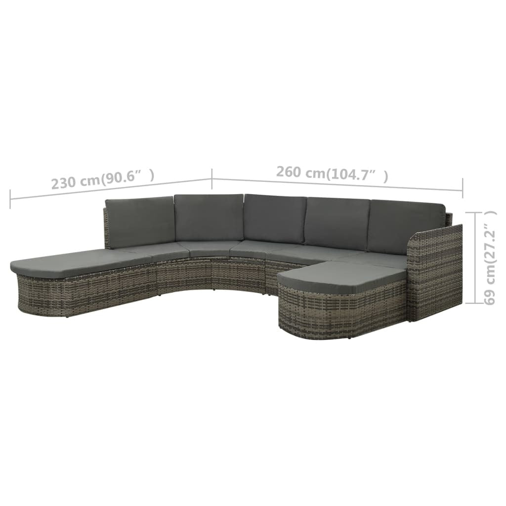 Patio Sofa Set of 4 Gray PE rattan Large Waterproof materials