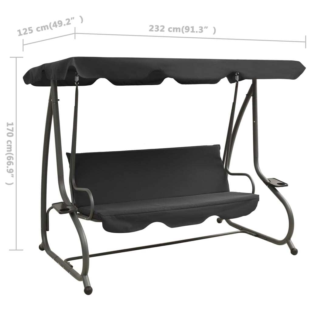 Swing Bench Anthracite PVC-coated fabric, powder-coated steel