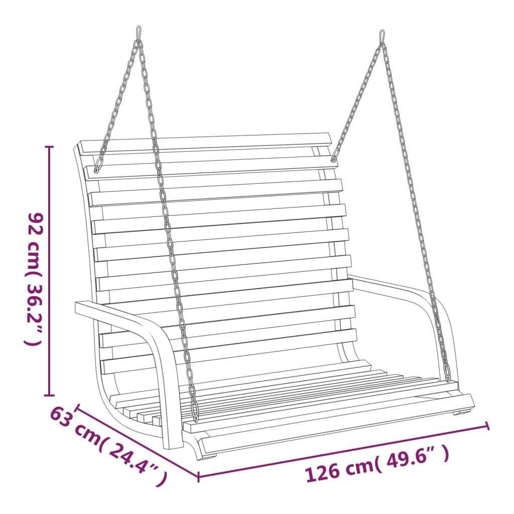 Swing Bench Dark Wood Solid Bent Wood 49.6x24.8x36.2 in Durable