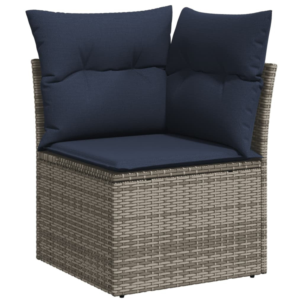 7 Piece Garden Sofa Set with Cushions Grey Poly Rattan