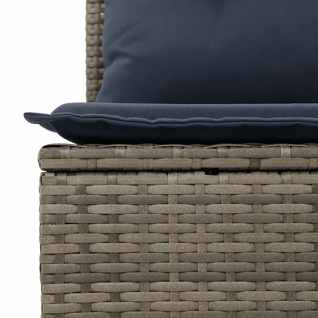 11 Piece Garden Sofa Set with Cushions Grey Poly Rattan