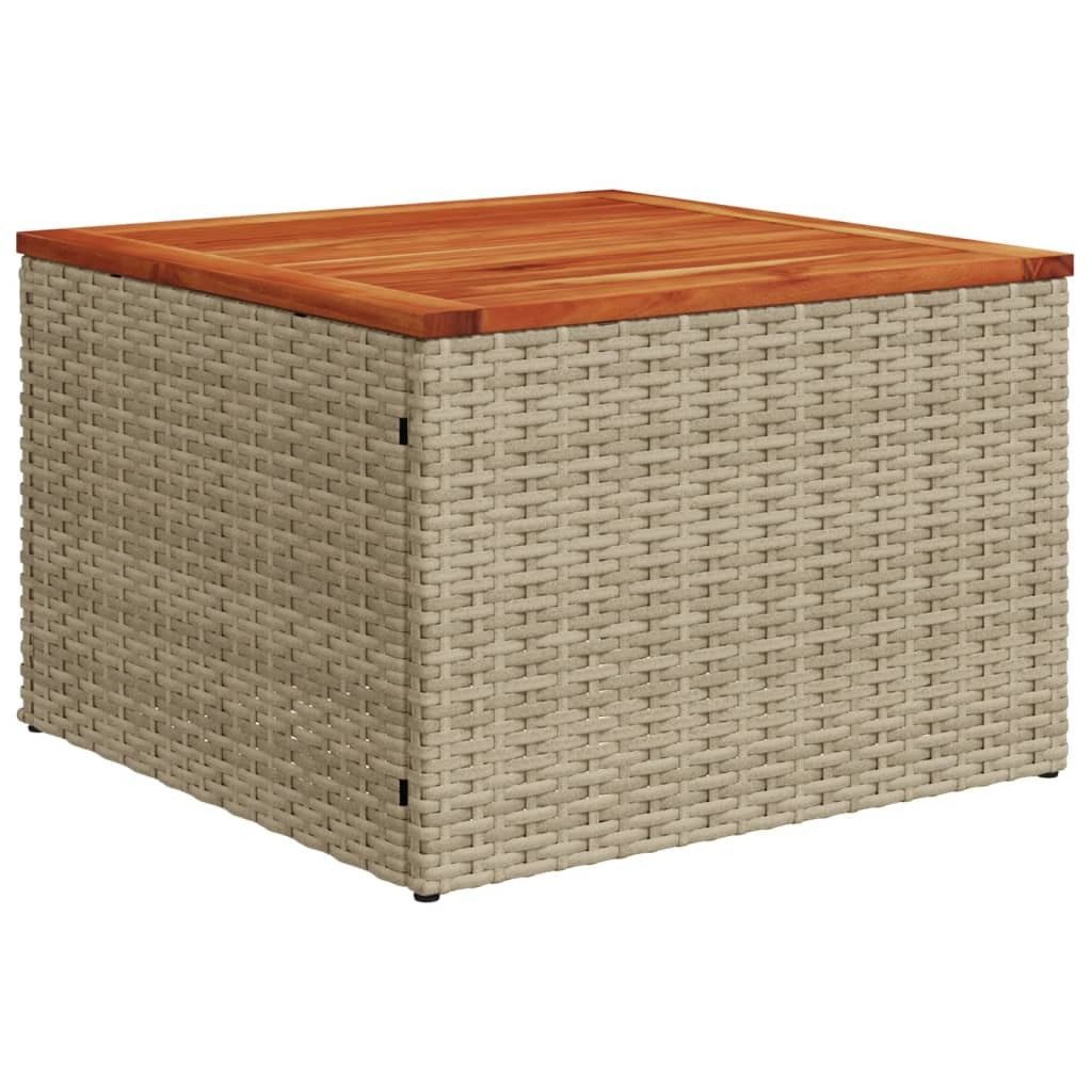 Garden Sofa Set Beige Poly Rattan, Powder-Coated Steel, Acacia Wood