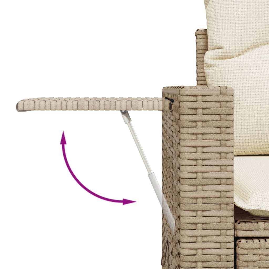 Garden Sofa Set Beige Poly Rattan, Powder-Coated Steel, Acacia Wood