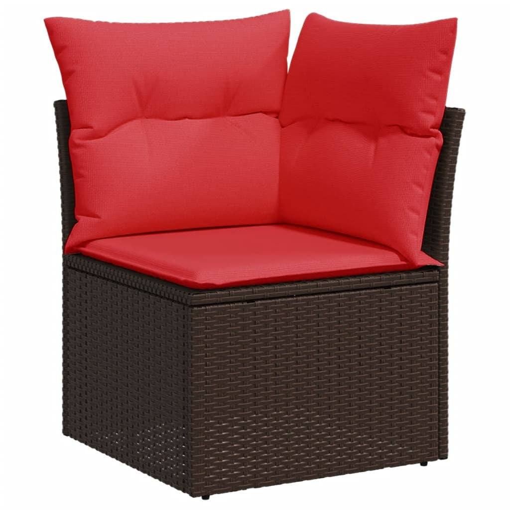 6 Piece Garden Sofa Set with Cushions Brown Poly Rattan