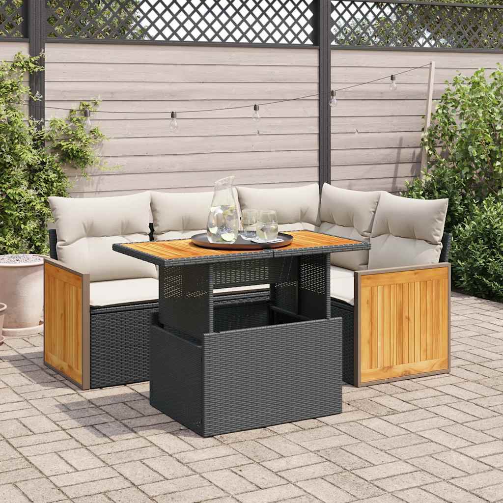 Garden Sofa Set Black PE rattan Modular Modular