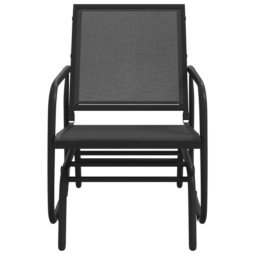 Garden Glider Chair Black Textilene and Steel 24.0 x 29.9 x 34.3 in