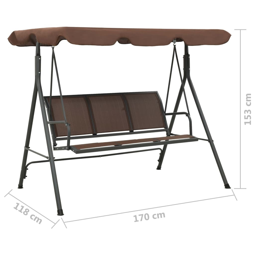 Porch Swing Coffee Powder-coated steel frame Large