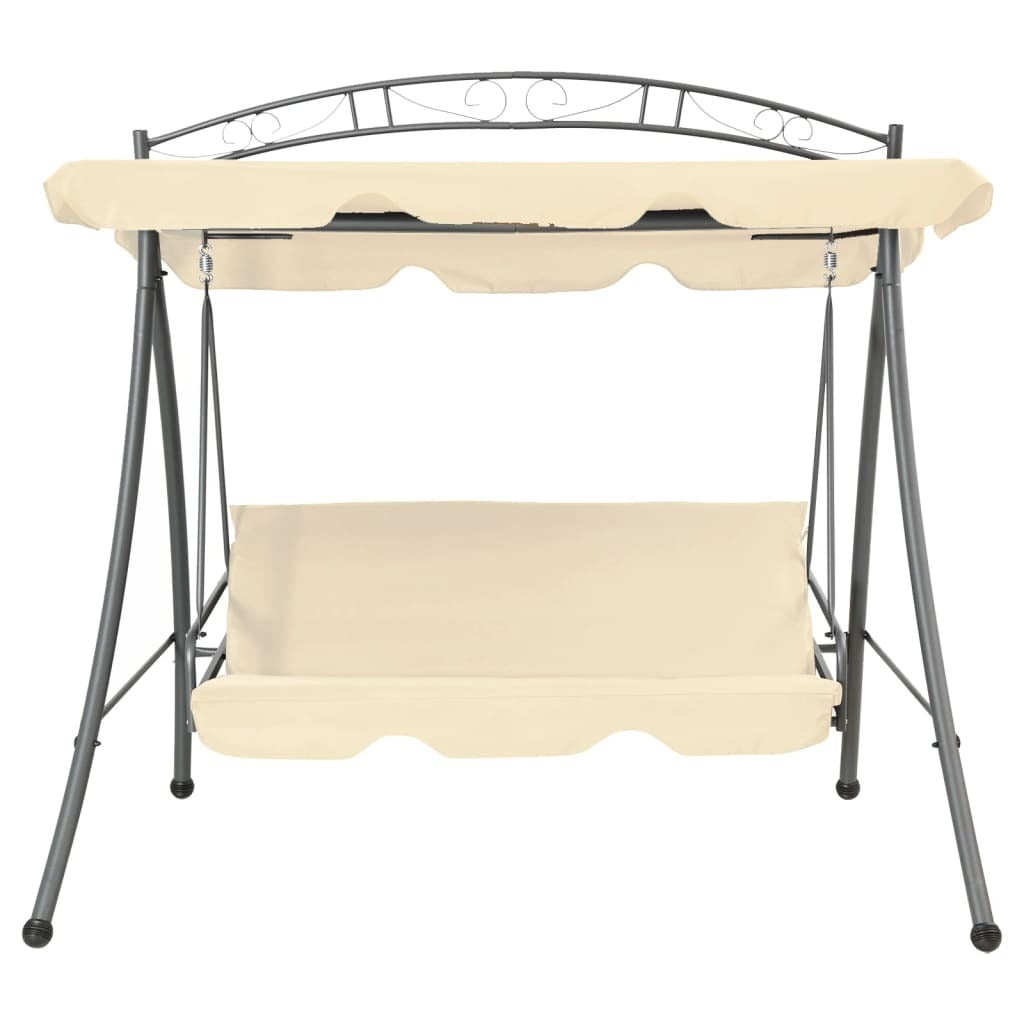 Garden Swing Seat Sand White Powder-Coated Steel Large