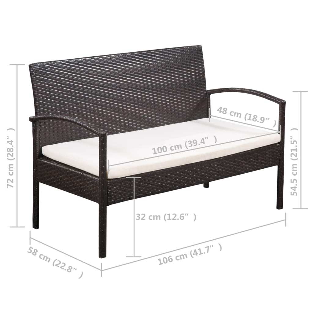 Rattan Sofa Set Brown