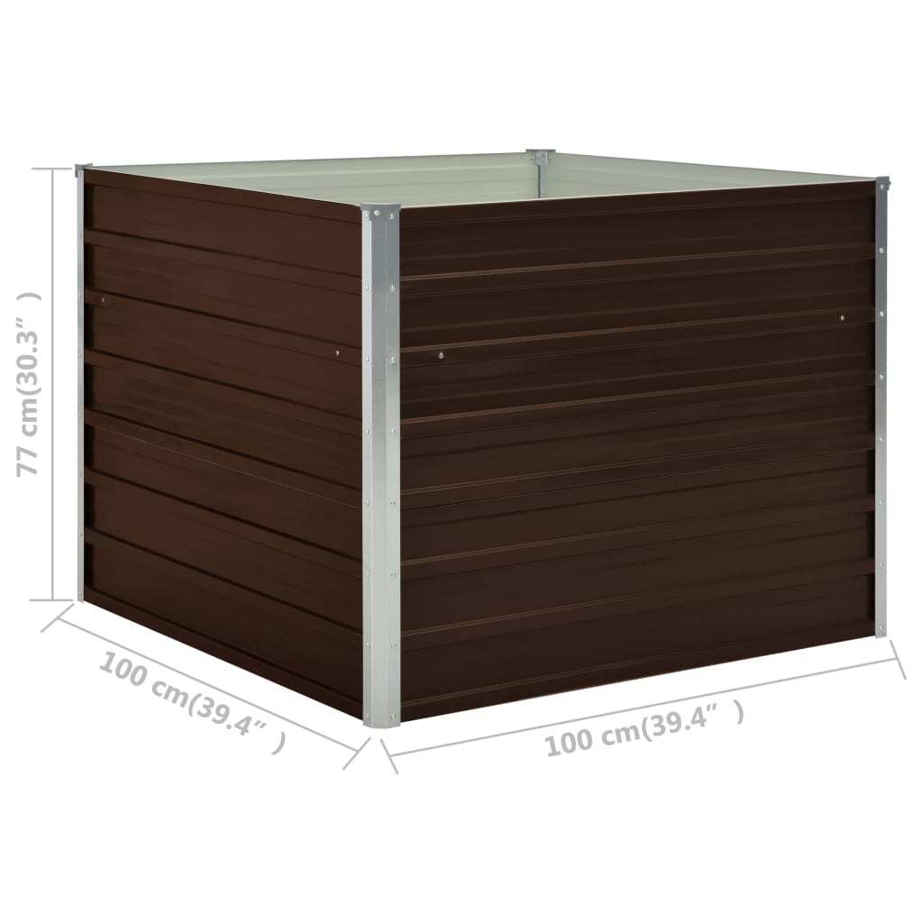 Raised Garden Bed Brown Galvanized steel Medium Raised Garden Bed