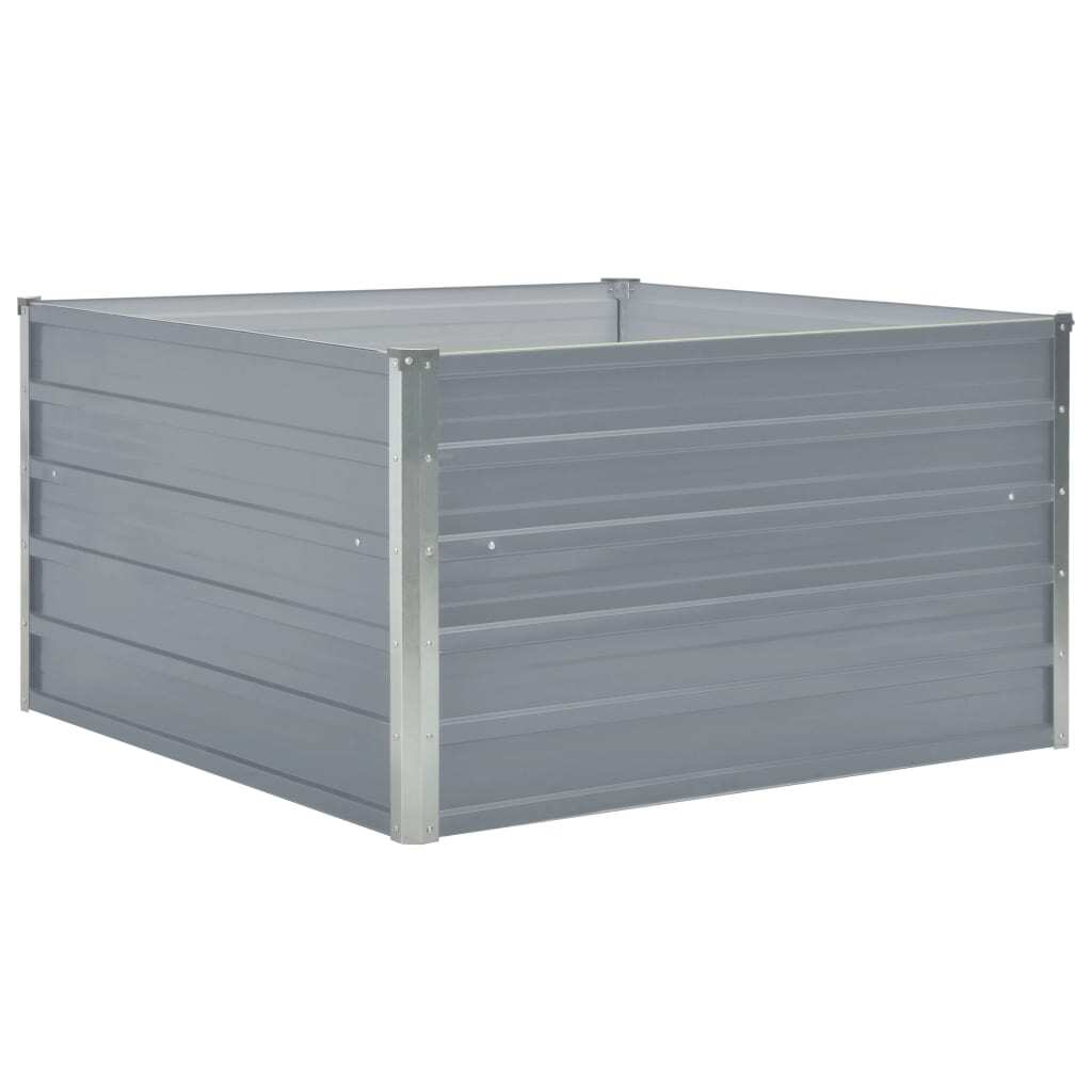 Raised Garden Bed Grey Galvanized Steel 39.4x39.4x17.7 in Durable