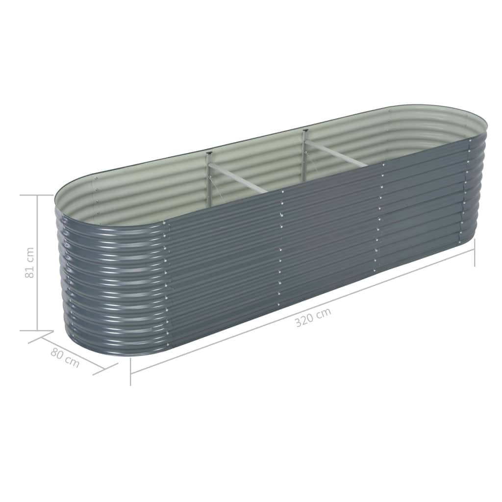 Garden Raised Bed Grey Galvanized Steel 126.0 x 31.9 x 31.9 in