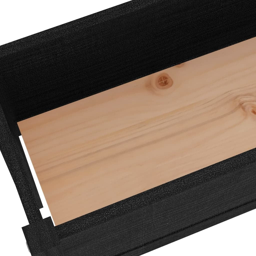 Planter Set of 2 Black Solid Pinewood 43.3 x 12.2 x 27.6 in