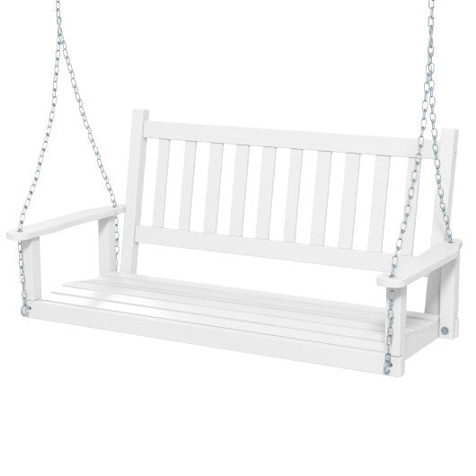 2-Person Wooden Outdoor Porch Swing with 500 lbs Weight Capacity-Brown