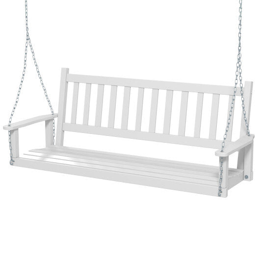 3-Person Wooden Outdoor Porch Swing with 800 lbs Weight Capacity-Brown