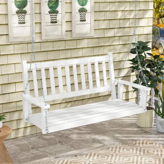 3-Person Wooden Outdoor Porch Swing with 800 lbs Weight Capacity-Brown