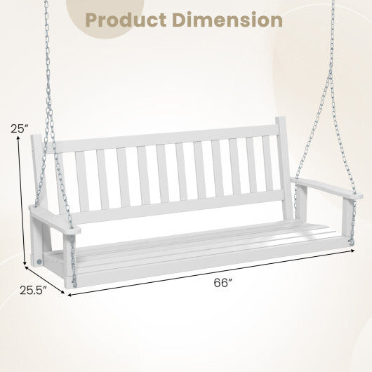 3-Person Wooden Outdoor Porch Swing with 800 lbs Weight Capacity-Brown