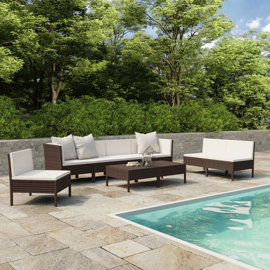 Garden Furniture Set Brown Poly Rattan 9-piece set Modular
