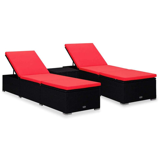 Patio Sun Lounger Black PE rattan 76.8 inches long sunlounger