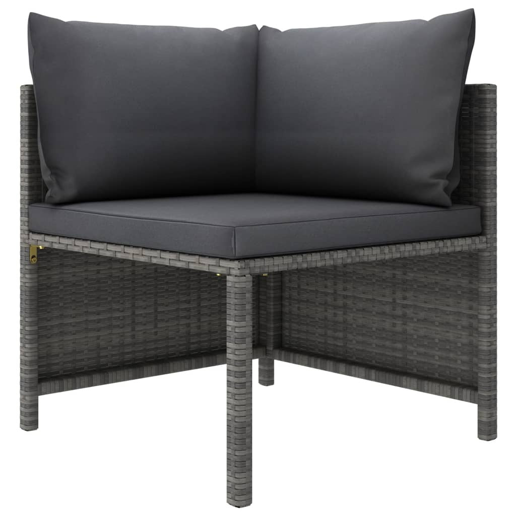 Garden Lounge Set Grey PE Rattan, Powder-Coated Steel Standard