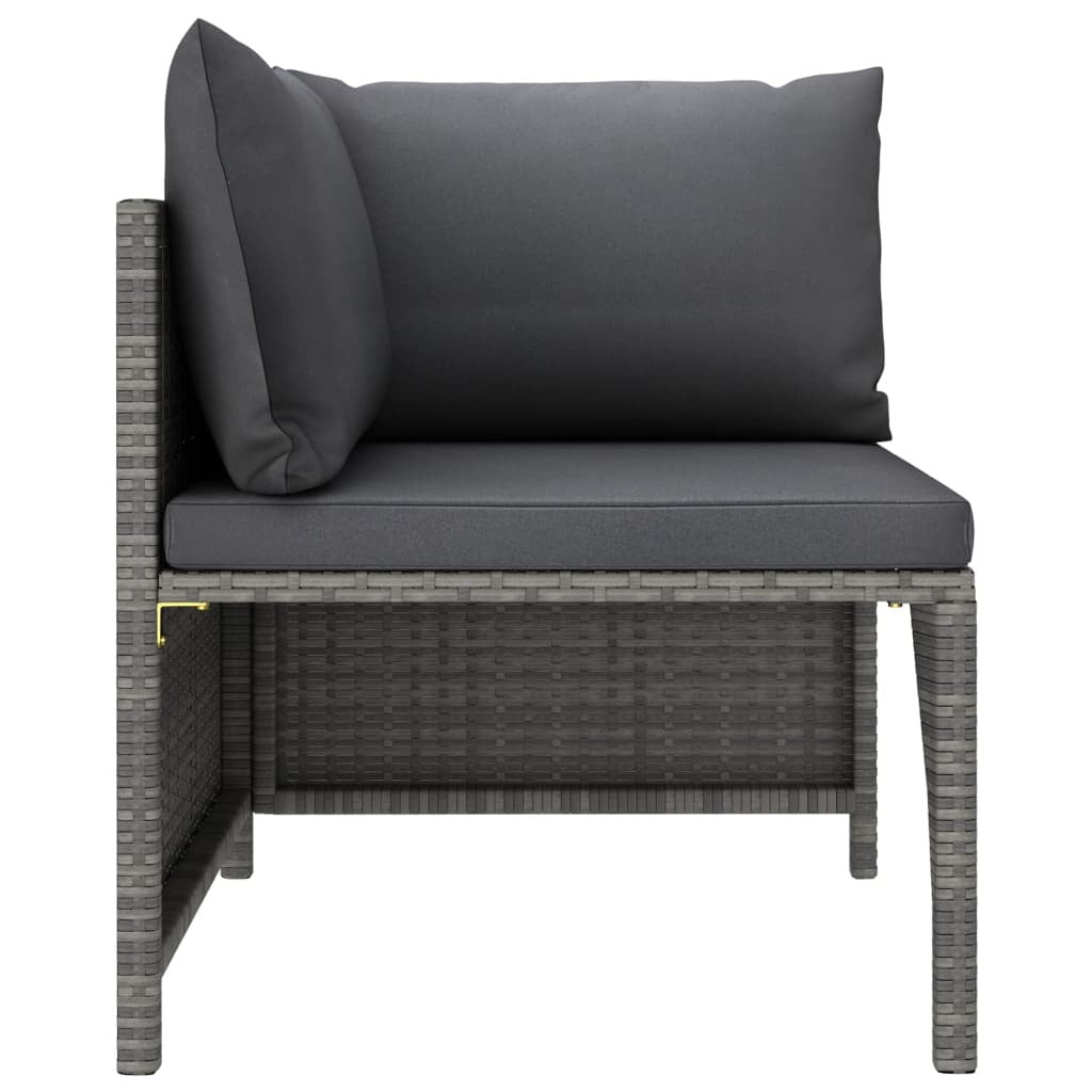 Garden Lounge Set Grey PE Rattan, Powder-Coated Steel Standard