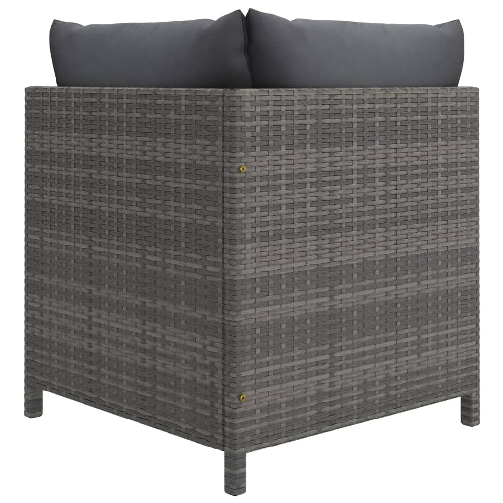 Garden Lounge Set Grey PE Rattan, Powder-Coated Steel Standard