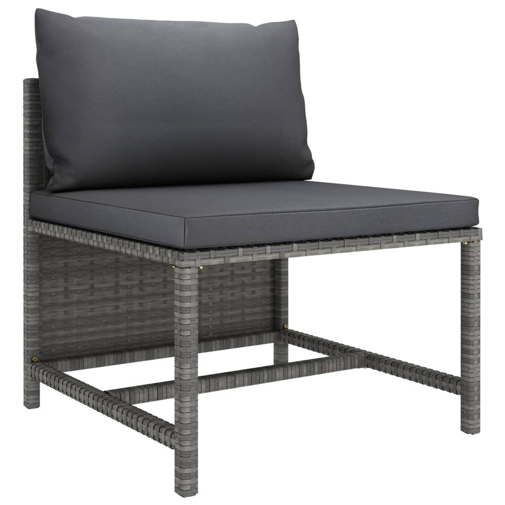 Garden Lounge Set Grey PE Rattan, Powder-Coated Steel Standard