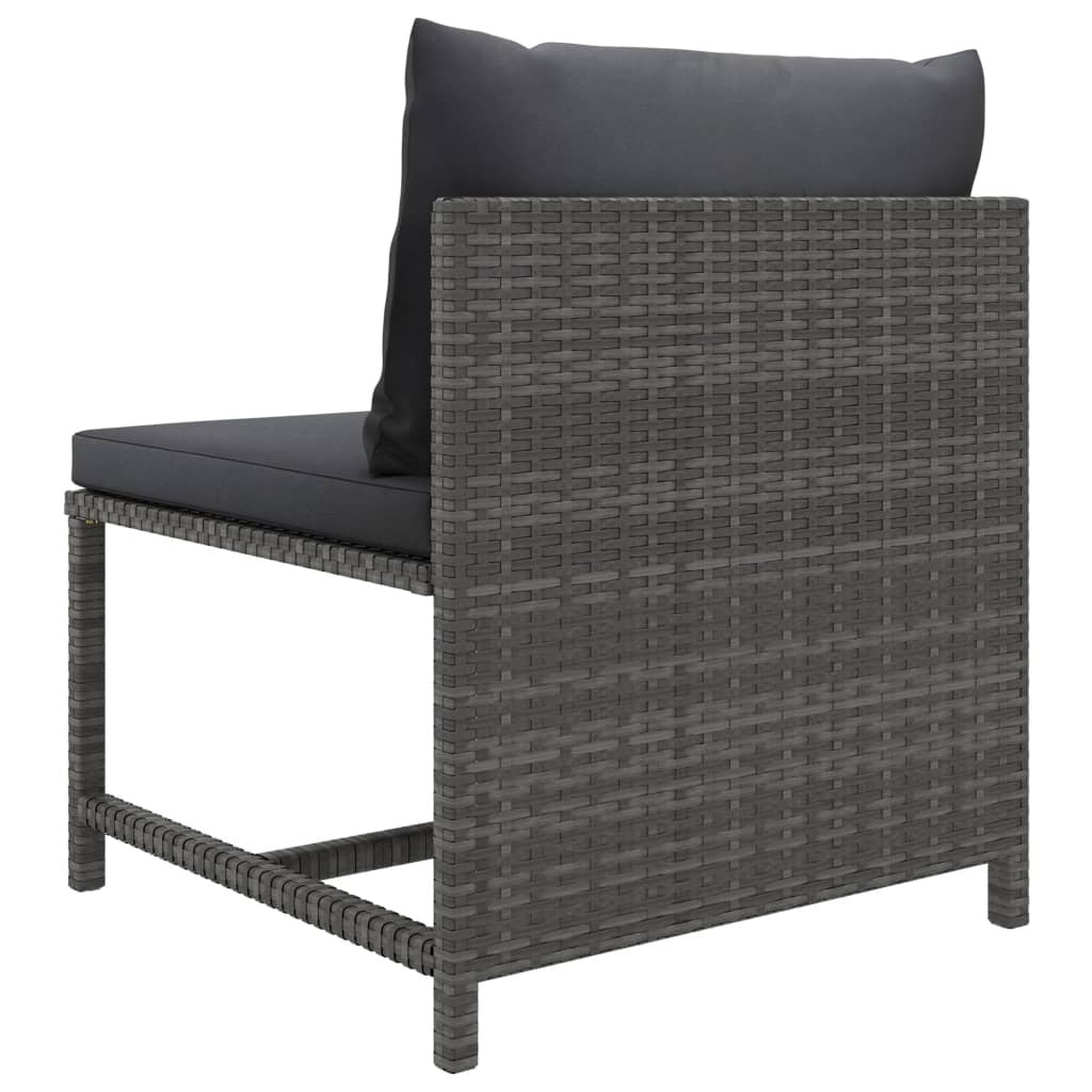 Garden Lounge Set Grey PE Rattan, Powder-Coated Steel Standard