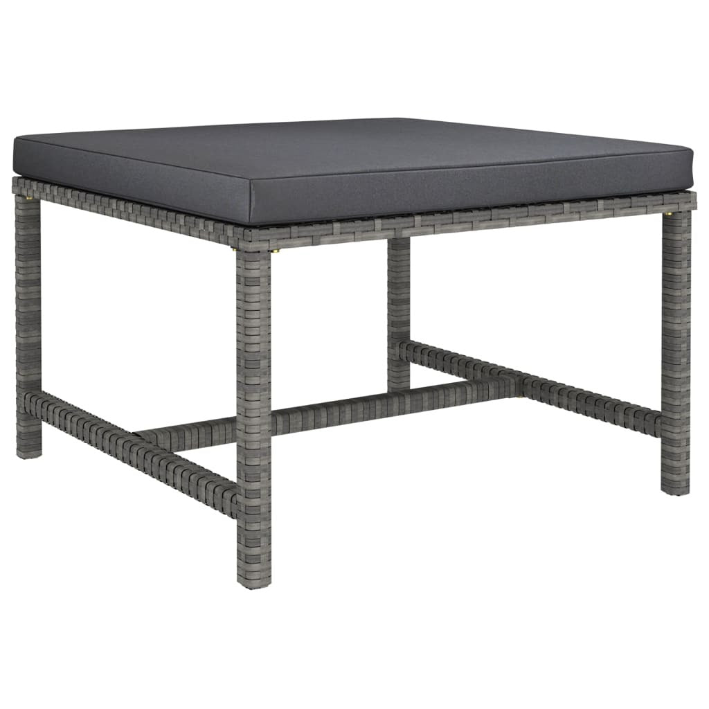 Garden Lounge Set Grey PE Rattan, Powder-Coated Steel Standard