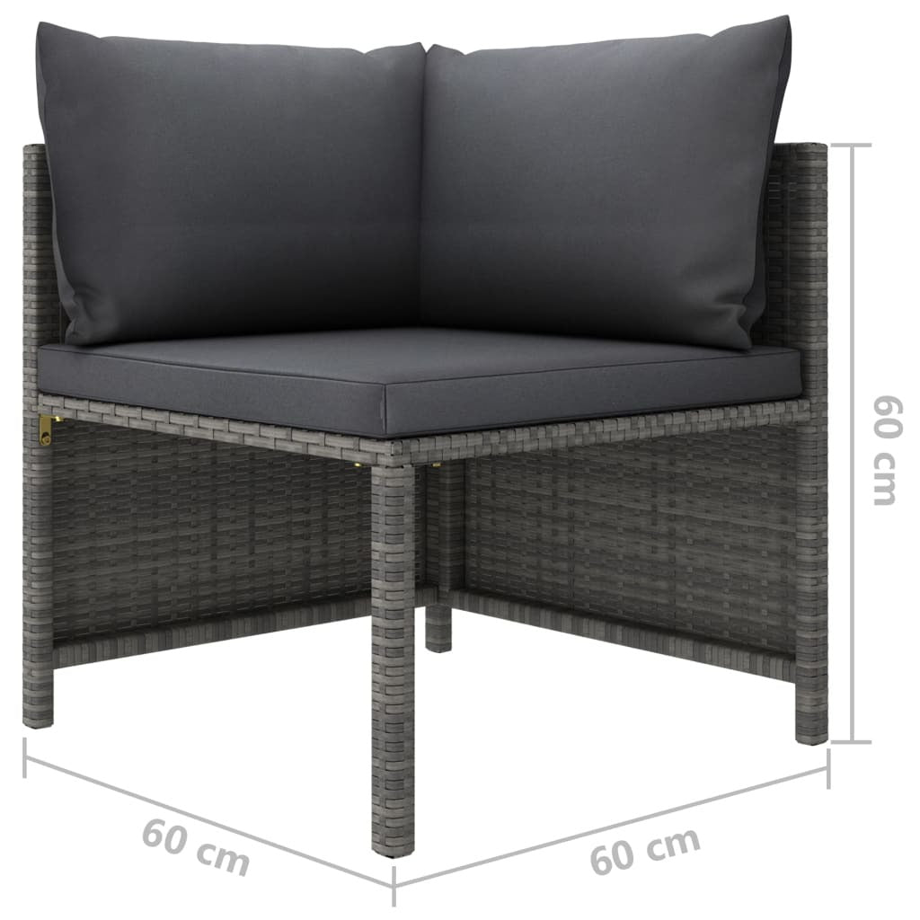 Garden Lounge Set Grey PE Rattan, Powder-Coated Steel Standard