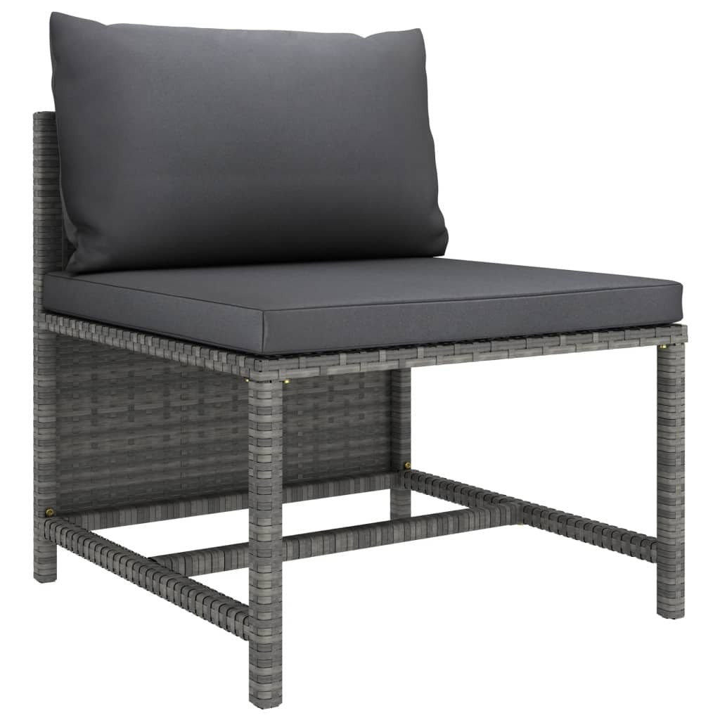 Garden Lounge Set Grey PE Rattan 9 Piece Set Modular