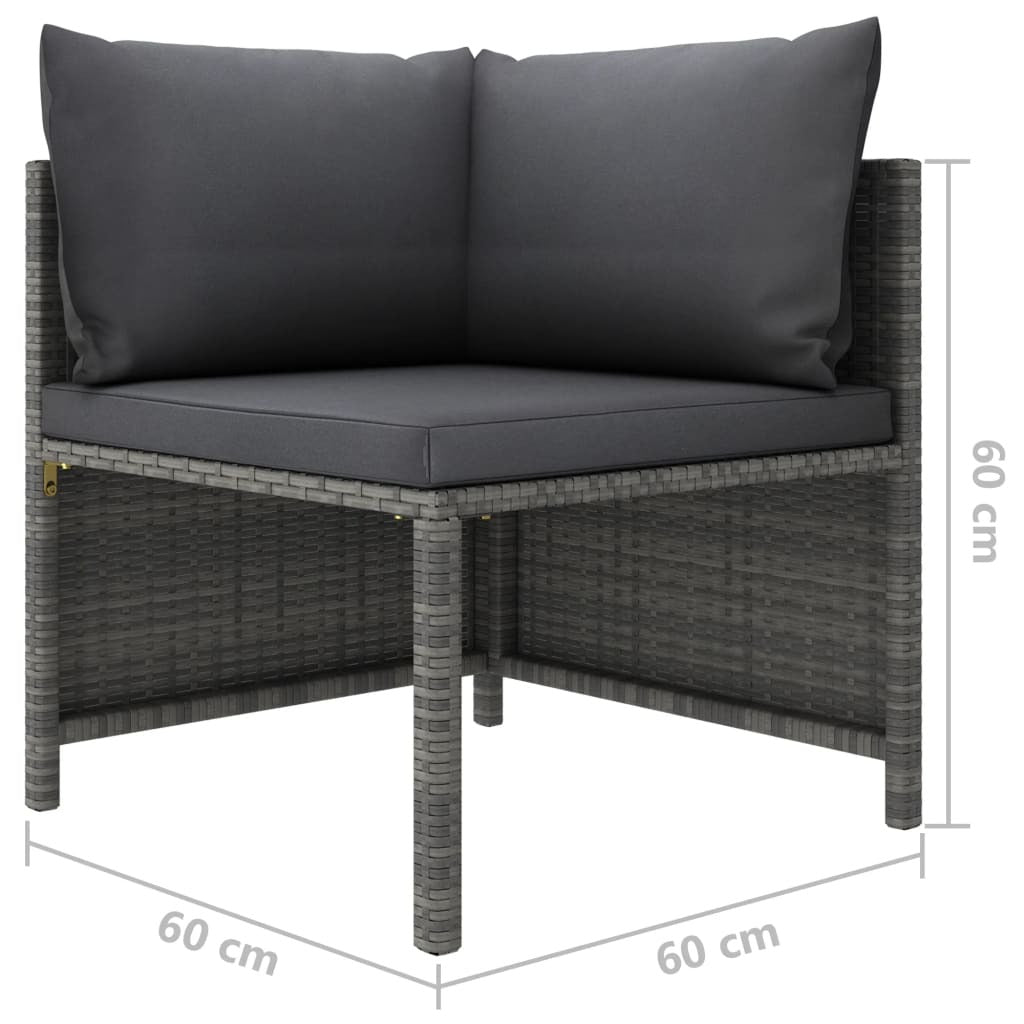 Garden Lounge Set Grey PE Rattan 9 Piece Set Modular