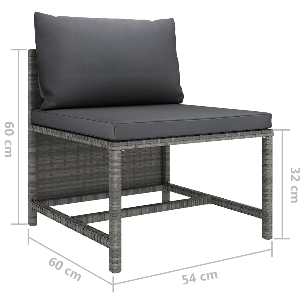Garden Lounge Set Grey PE Rattan 9 Piece Set Modular