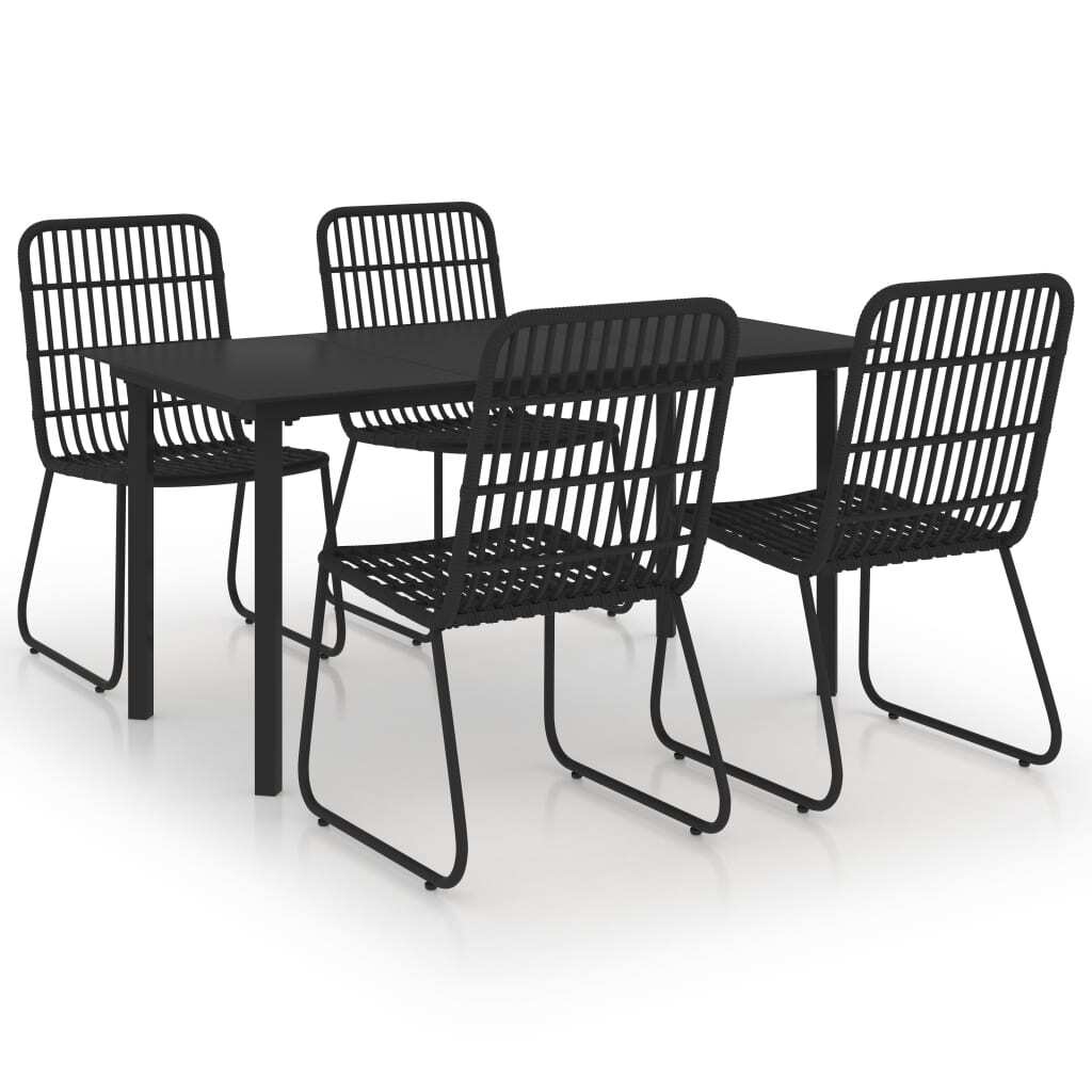 Dining Set Black Poly rattan 5-piece Stackable Dining Set