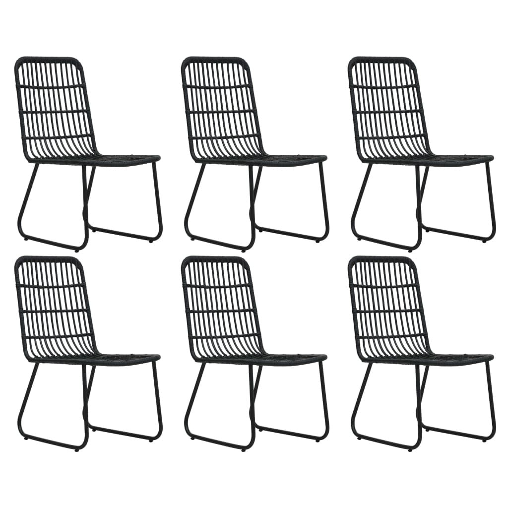 Dining Set Black Poly rattan, powder-coated steel, glass