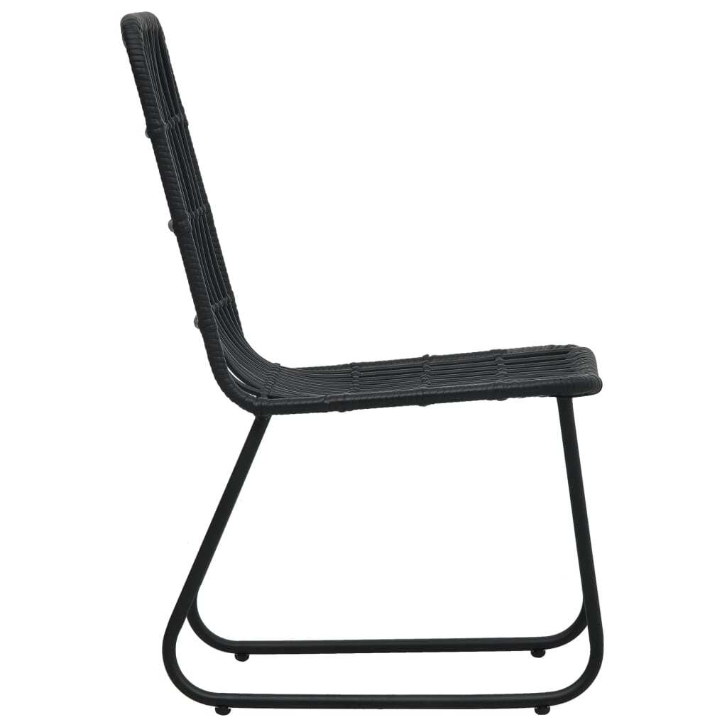 Dining Set Black Poly rattan, powder-coated steel, glass