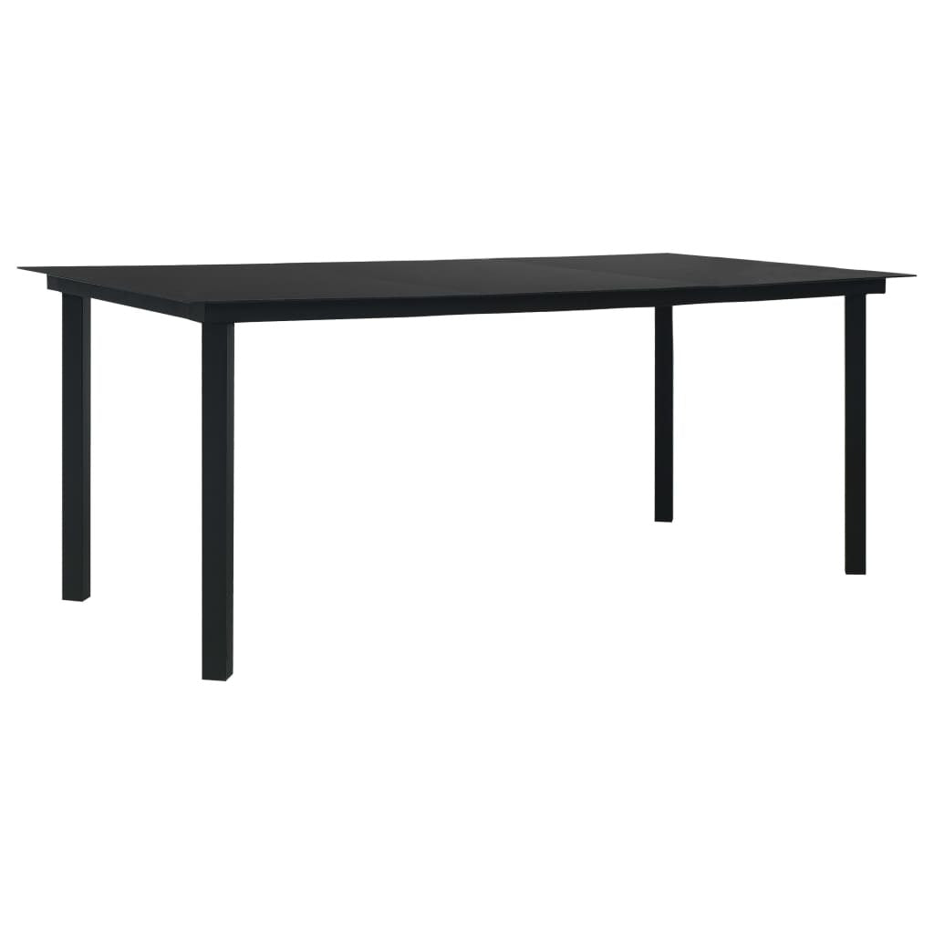 Dining Set Black Poly rattan, powder-coated steel, glass